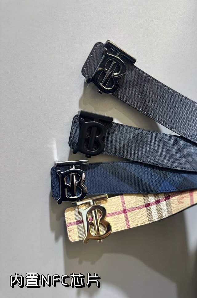 Burberry Burberry Classic Check Beige Leather NFC Unisex Belt - Buy on Mulebuy Sheets