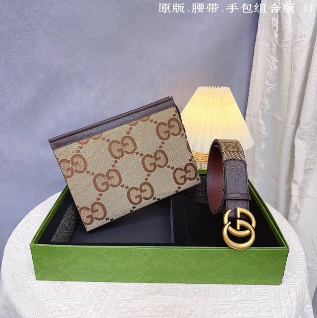 Gucci Gucci GG Monogram Brown Leather Canvas Unisex Clutch - Buy on Mulebuy Sheets