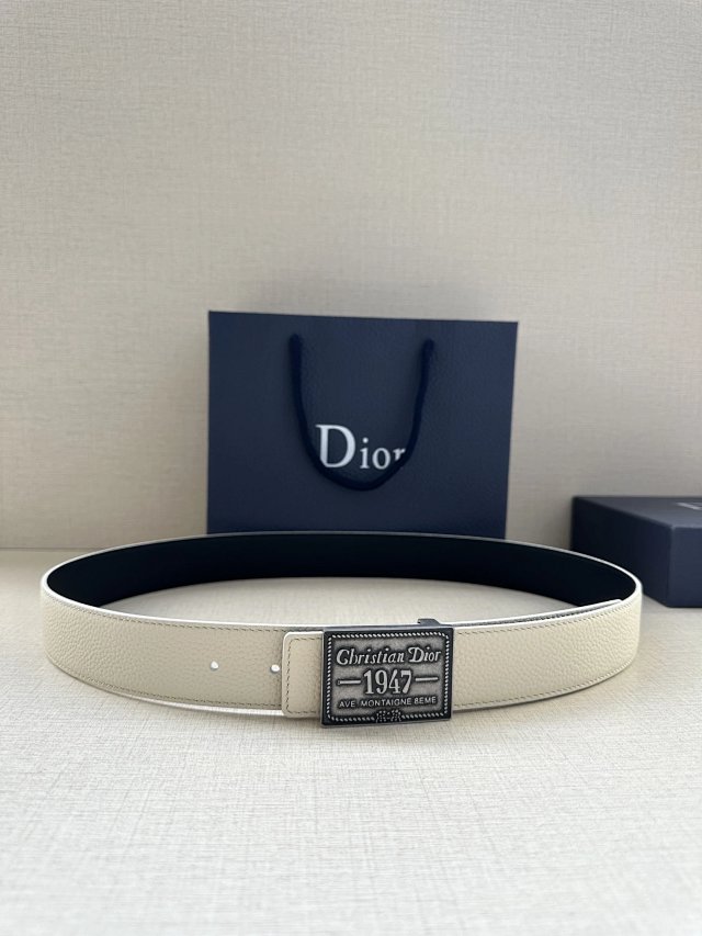Dior 1947 Beige Leather Belt Unisex Calfskin Accessory