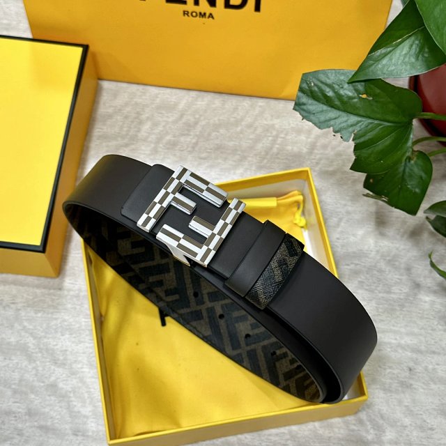Fendi Black FF Logo Leather Belt Unisex