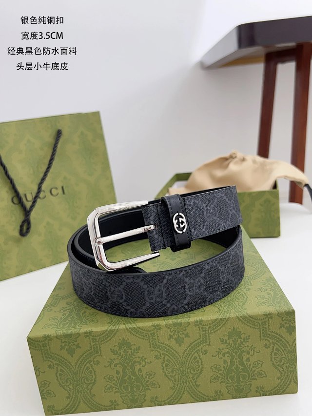 Gucci Gucci Men Black GG Leather Belt 3.5CM - Buy on Mulebuy Sheets