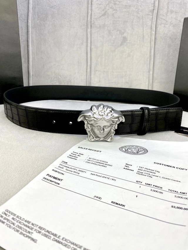 Versace Versace Black Leather Belt Silver Medusa Buckle Men - Buy on Mulebuy Sheets