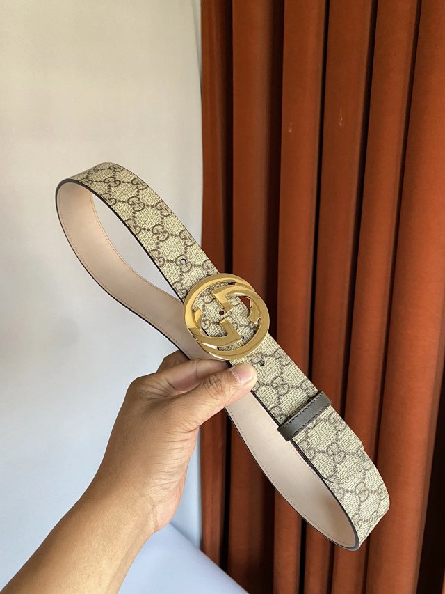 Gucci Gucci GG Supreme Beige Leather Belt Gold Buckle - Buy on Mulebuy Sheets