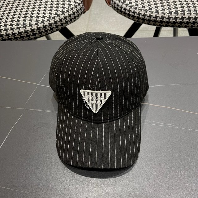 Prada Prada Black Pinstripe Cotton Baseball Cap - Buy on Kakobuysheetfind