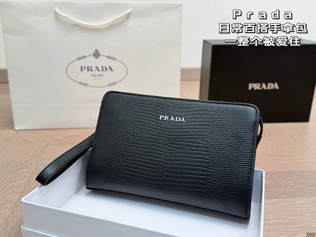 Prada Prada Black Lizard Pattern Leather Unisex Clutch Bag - Buy on Kakobuysheetfind