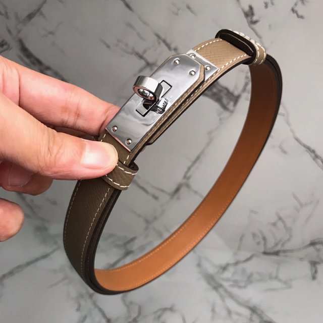 Hermes Kelly Khaki Leather Reversible Belt