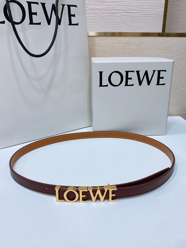 Loewe Burgundy Patent Leather Belt Gold Logo Buckle