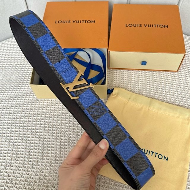 Louis Vuitton Damier Graphite Blue Leather Belt