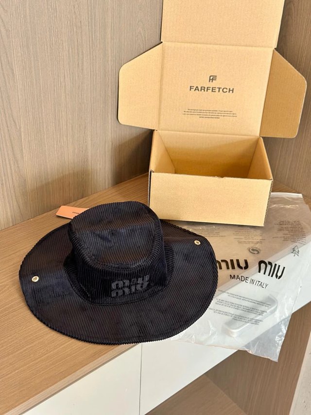 Miu Miu Miu Miu Black Corduroy Wide Brim Hat Italy - Buy on Kakobuysheetfind