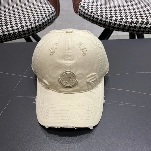 Moncler Moncler Beige Distressed Cotton Embroidered Logo Baseball Cap - Buy on Kakobuysheetfind