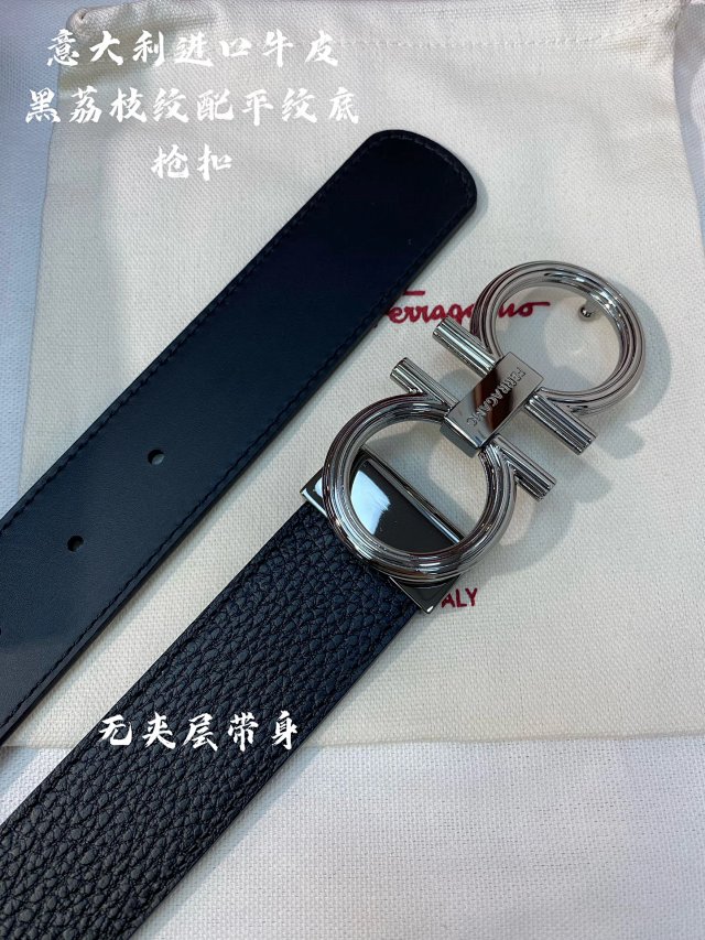 Salvatore Ferragamo Salvatore Ferragamo Men’s Black Leather Belt Silver Buckle - Buy on Mulebuy Sheets