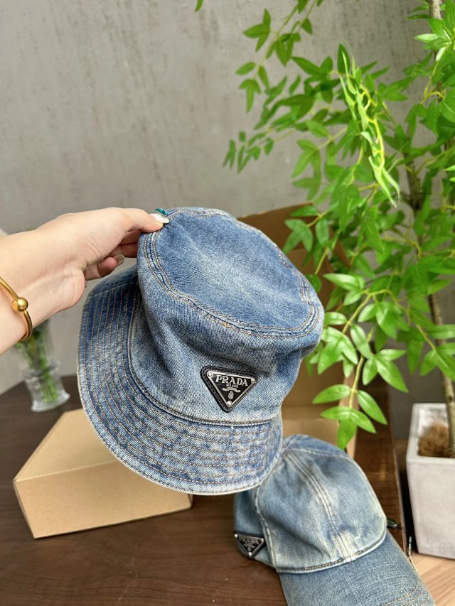 Prada Prada Blue Denim Bucket Hat Unisex Retro Street Style - Buy on Kakobuysheetfind