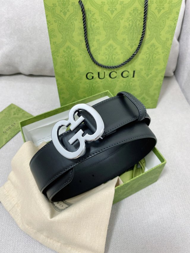 Gucci Gucci Double G Black Leather Silver Buckle Belt - Buy on Mulebuy Sheets
