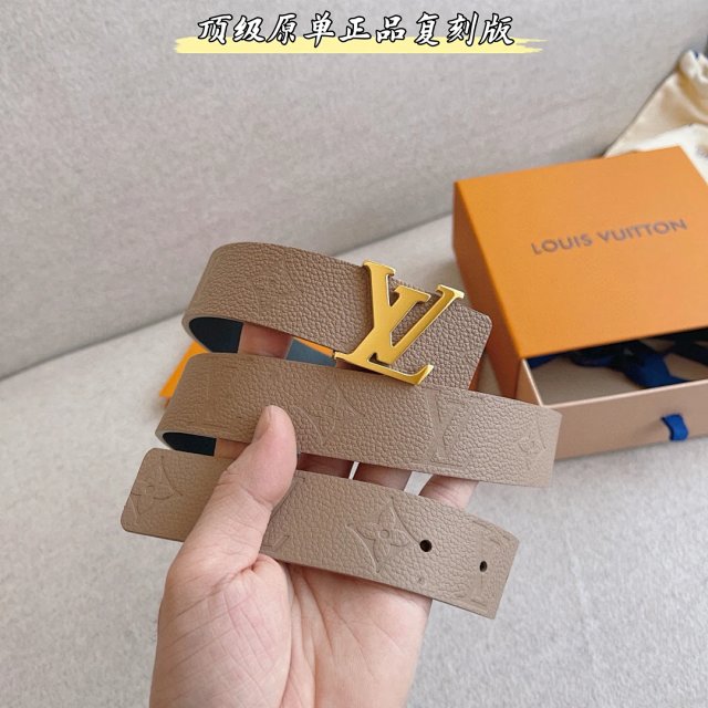 Louis Vuitton Monogram Light Brown Leather Belt