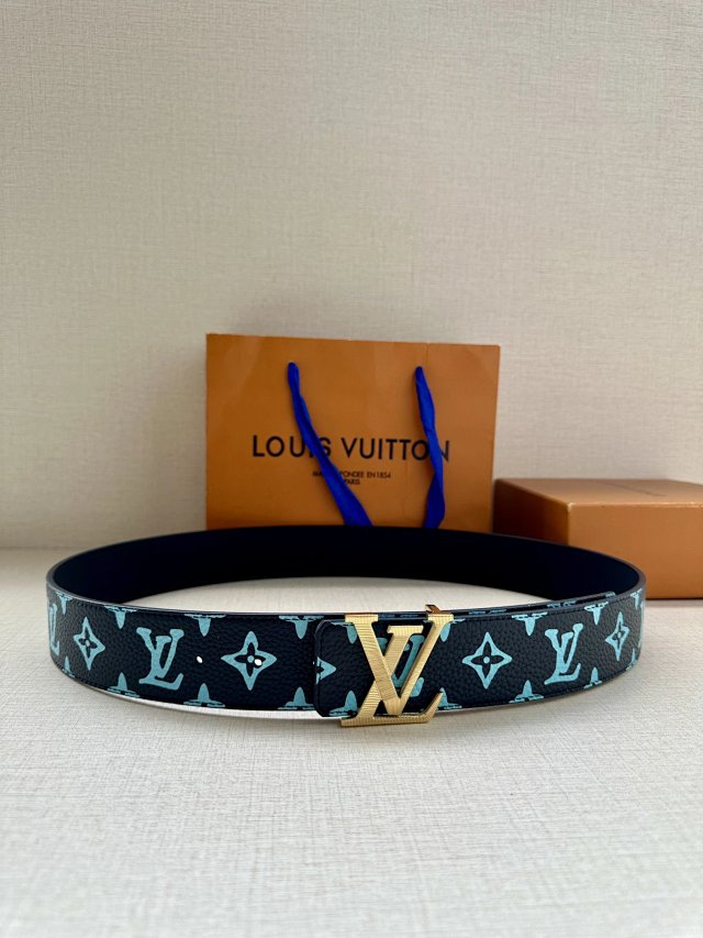 Louis Vuitton Monogram Blue Leather LV Belt