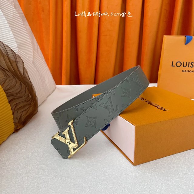 Louis Vuitton Louis Vuitton Grey Monogram Leather Belt Gold Buckle - Buy on Mulebuy Sheets