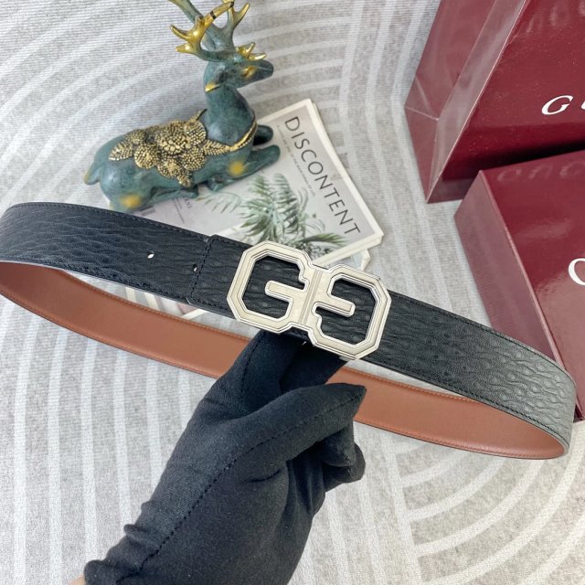 Gucci Reversible Leather Belt Black Brown Double G Buckle