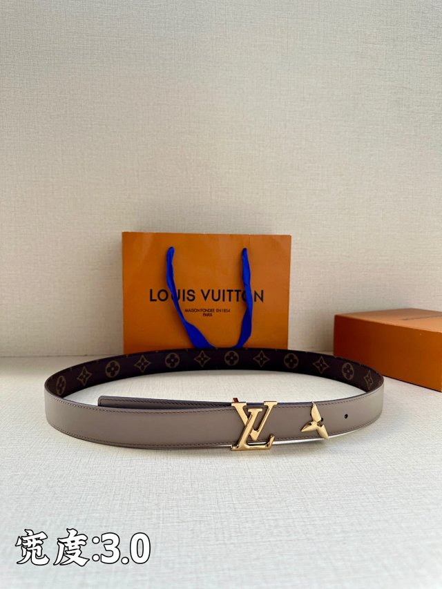 Louis Vuitton Monogram Taupe Reversible Leather Belt