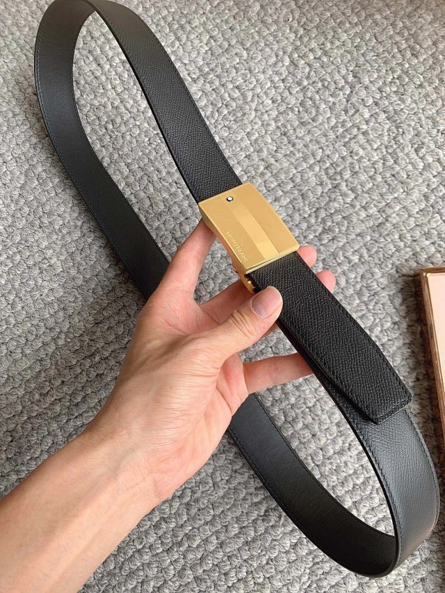 Montblanc Montblanc Black Leather Belt Gold Buckle Men - Buy on Mulebuy Sheets