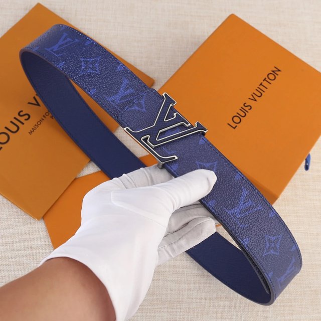 Louis Vuitton Monogram Eclipse Blue Leather Men's Belt