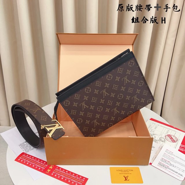 Louis Vuitton Monogram Brown Leather Clutch Bag