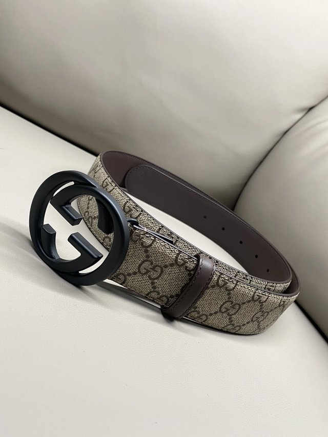 Gucci GG Supreme Beige Leather Belt Unisex