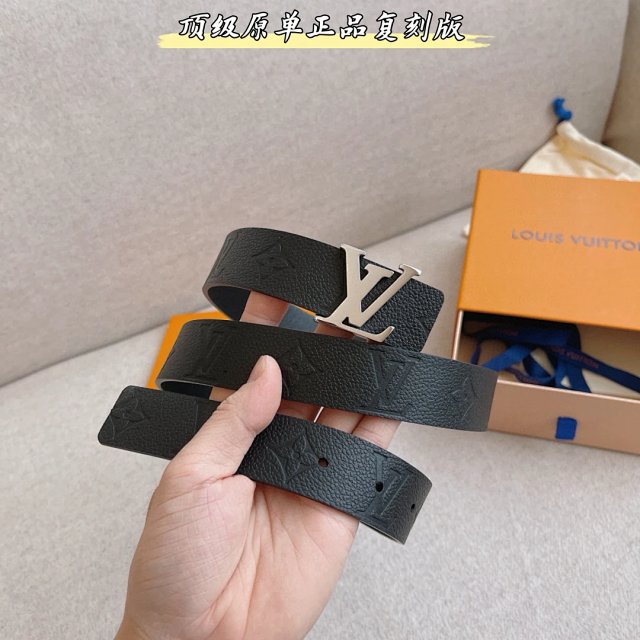 Louis Vuitton Black Monogram Leather Belt for Men