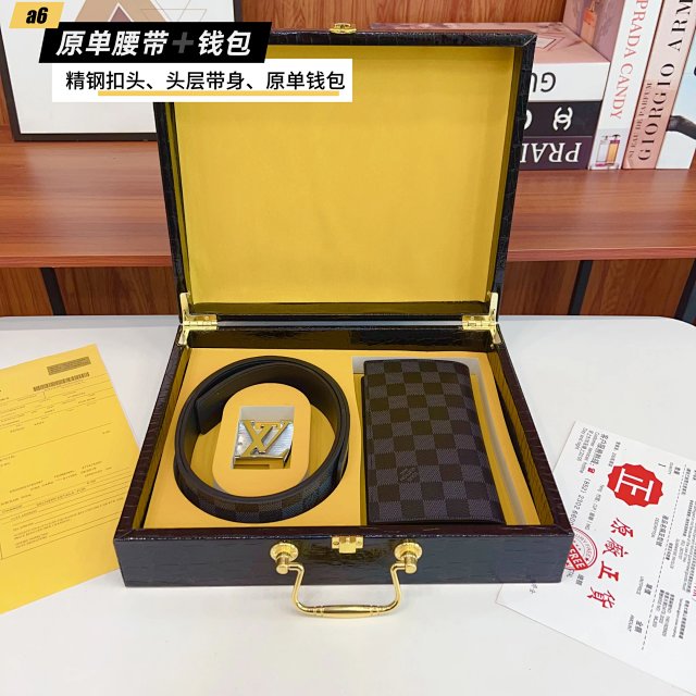 Louis Vuitton Damier Black Belt and Wallet Set