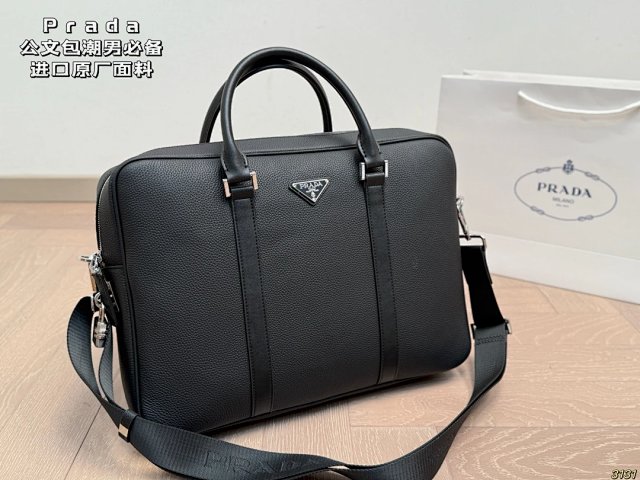 Prada Prada Black Leather Men’s Business Briefcase - Buy on Kakobuysheetfind