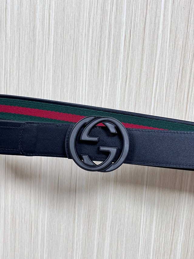 Gucci Gucci Black Leather Belt Red Green Web - Buy on Mulebuy Sheets