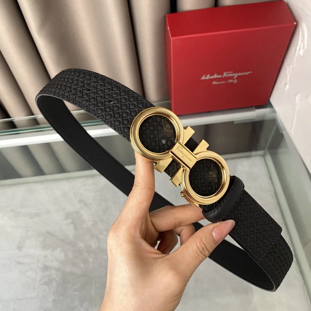 Salvatore Ferragamo Salvatore Ferragamo Gancini Black Leather Belt - Buy on Mulebuy Sheets