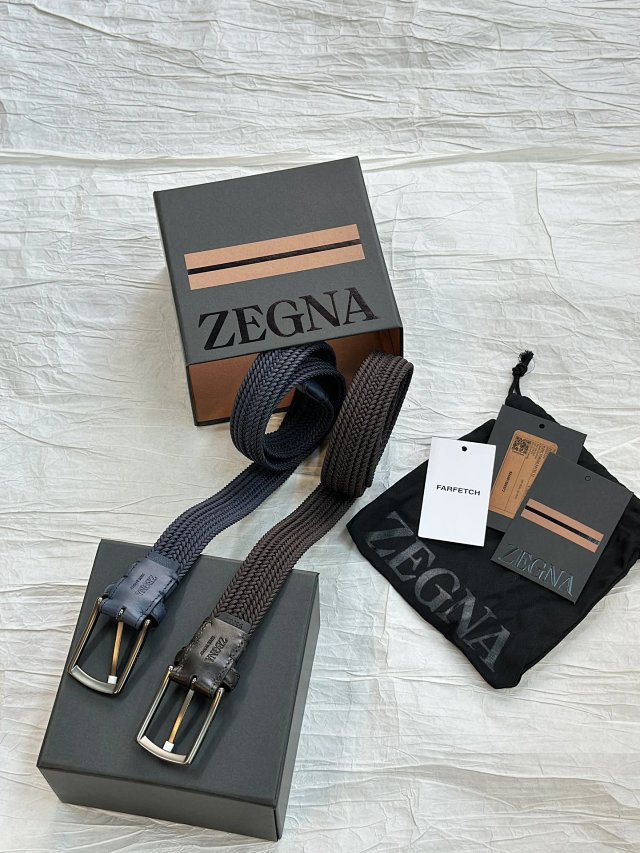 Ermenegildo Zegna Dark Brown Woven Leather Belt