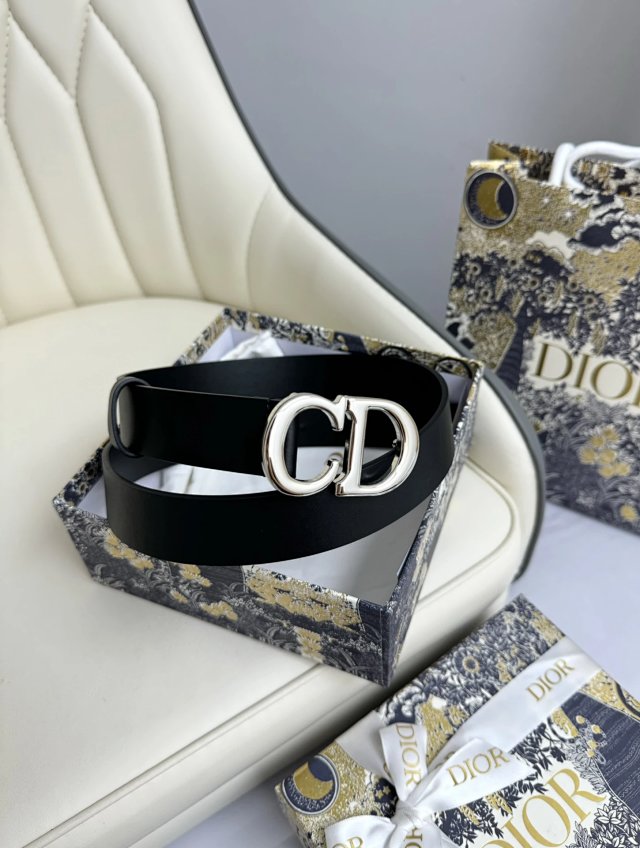 Dior Dior Black Leather CD Buckle Belt Unisex Luxury Fashion - Buy on Mulebuy Sheets