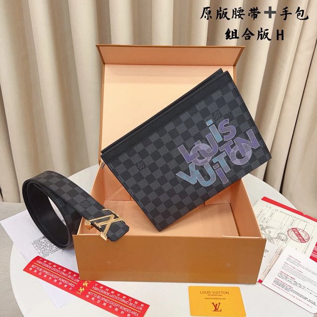 Louis Vuitton Damier Graphite Clutch and Belt Set