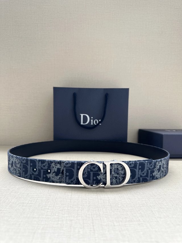 Dior Dior Men Blue Oblique Leather CD Buckle Belt - Buy on Mulebuy Sheets