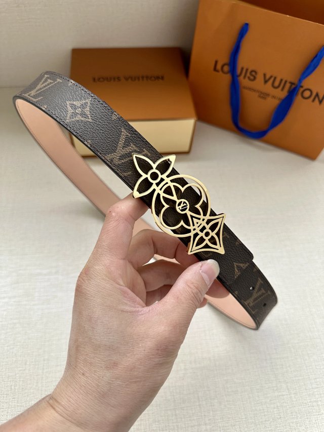 Louis Vuitton Monogram Leather Belt Gold Buckle