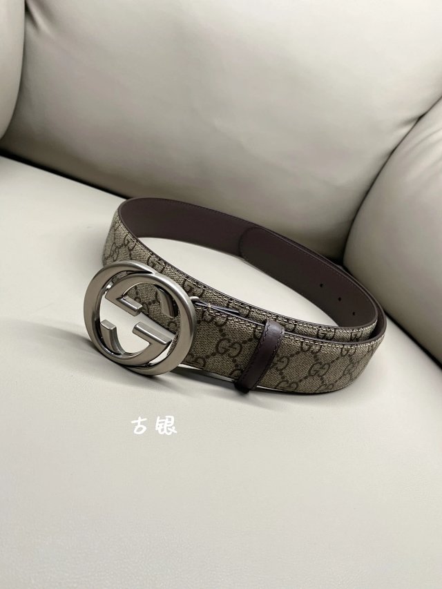 Gucci Gucci GG Supreme Beige Leather Belt Silver Buckle - Buy on Mulebuy Sheets