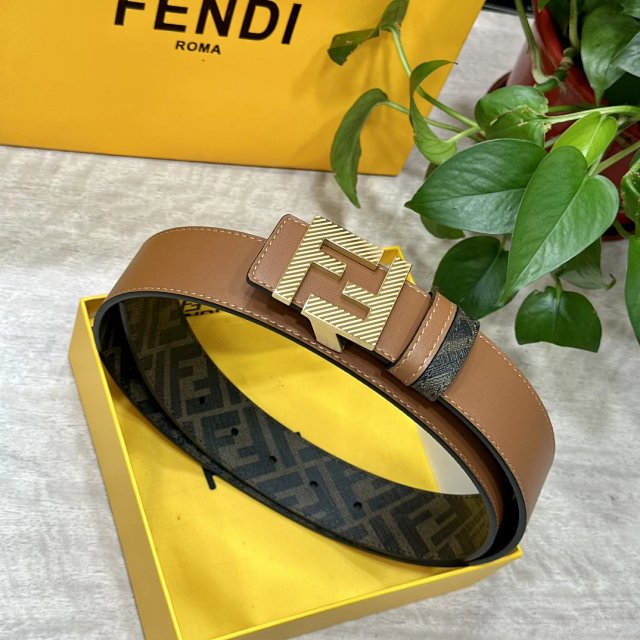 Fendi Fendi Classic Brown Reversible Leather Belt - Buy on Mulebuy Sheets