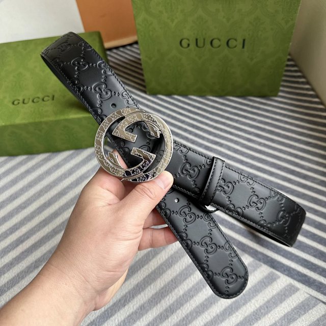 Gucci Gucci Black GG Leather Belt Double G Buckle - Buy on Mulebuy Sheets