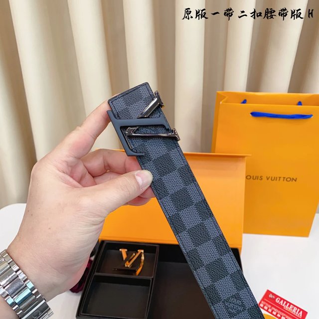 Louis Vuitton Damier Grey Black Men’s Belt