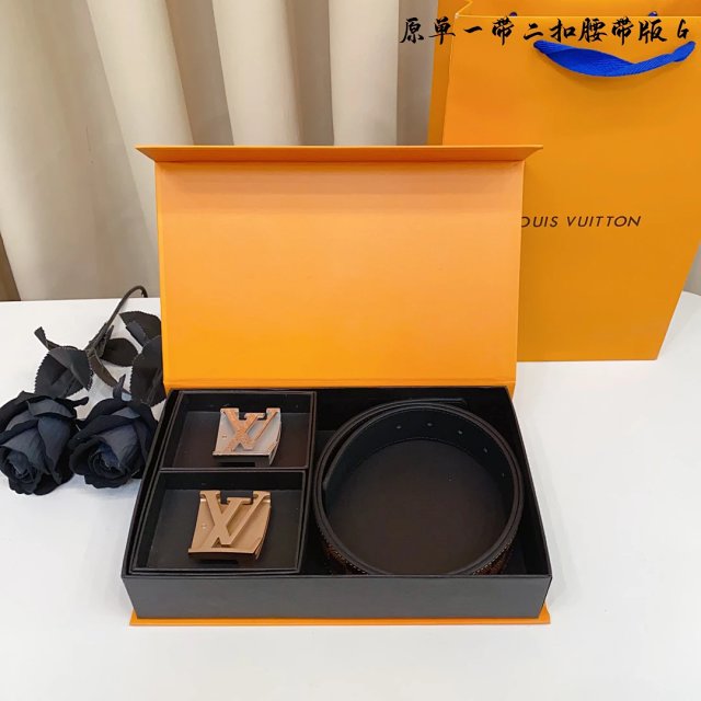 Louis Vuitton Louis Vuitton Black Leather Belt Set - Buy on Mulebuy Sheets