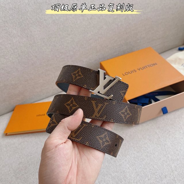 Louis Vuitton Monogram Brown Leather Men Belt