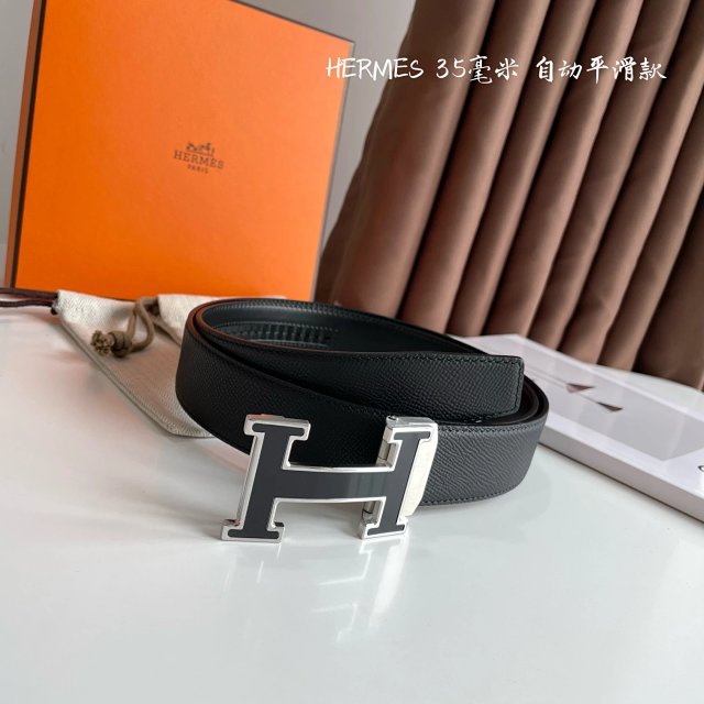 Hermes Hermes 35mm Black Reversible Leather Belt Silver H - Buy on Mulebuy Sheets