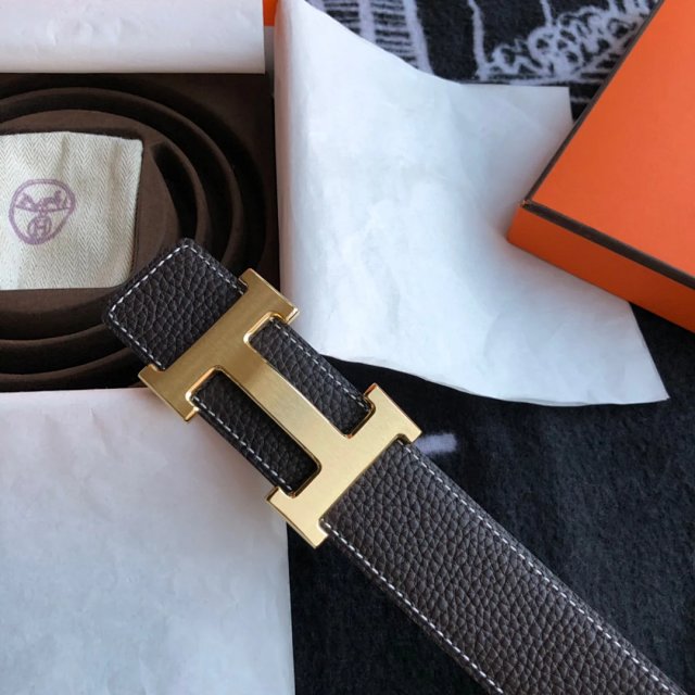 Hermes Hermes H Gold Buckle Dark Brown Leather Belt - Buy on Mulebuy Sheets