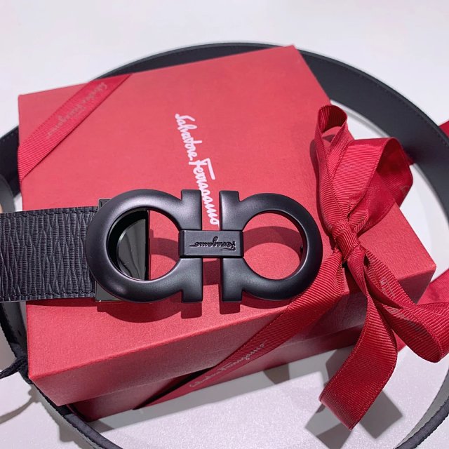 Salvatore Ferragamo Black Gancini Men’s Leather Belt