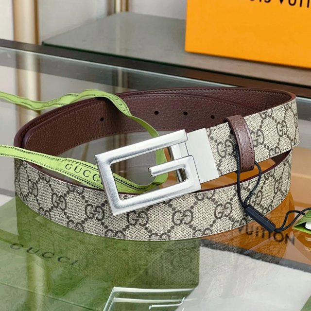 Gucci Gucci GG Supreme Beige Canvas Silver G Belt - Buy on Mulebuy Sheets