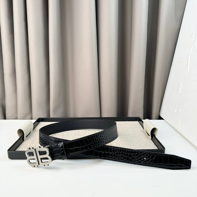 Bally Bally Black Croc Leather Belt Double B Buckle - Buy on Mulebuy Sheets