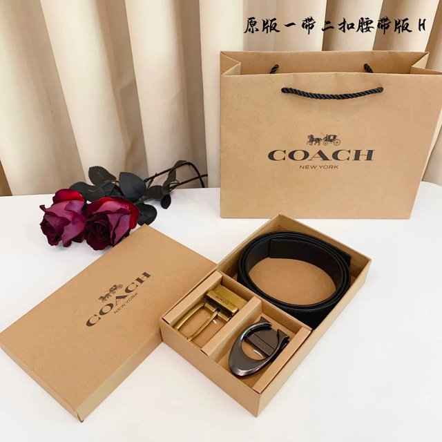 Coach Classic Black Leather Men's Belt Gift Set