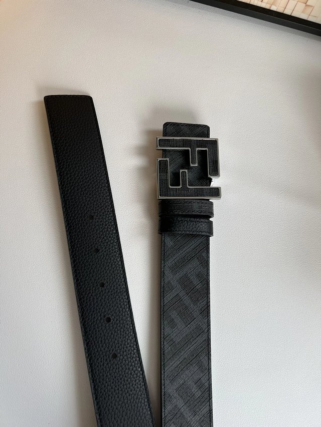 Fendi FF Logo Black Leather Men’s Belt