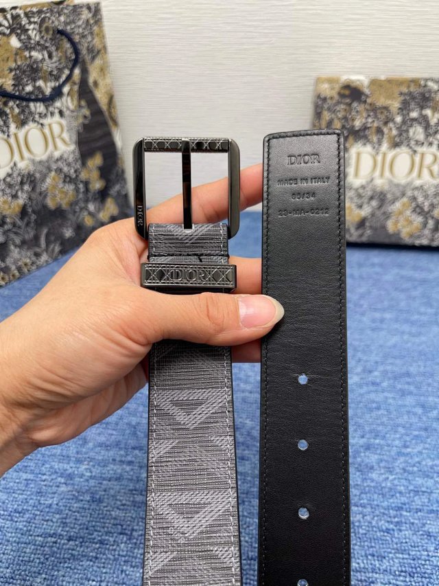 Dior Men Reversible Leather Belt Gray Black Italy
